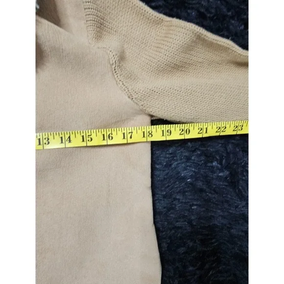 New York & CO Faux Suede Sherpa Lined Sleeveless Cardigan Tan Jacket Size M - Picture 5 of 8